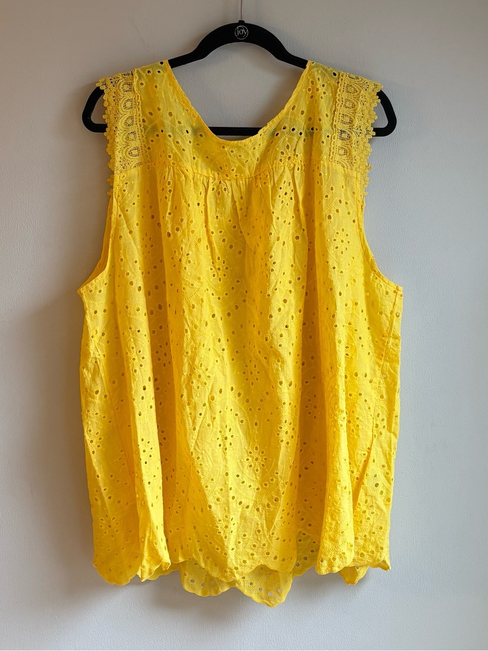 SHEIN yelllow eyelet detail sleeveless top